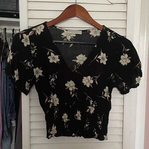 Black floral blouse